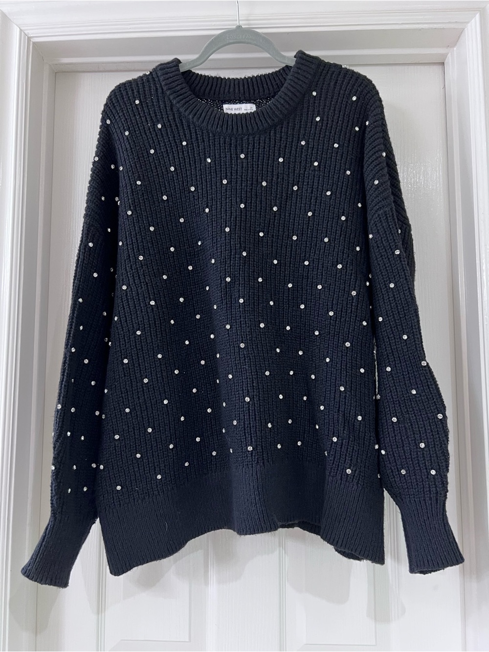 Black Jewel Embellished Knit Sweater
